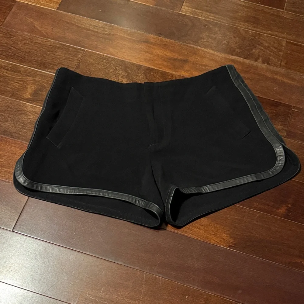 Rag & Bone Black Leather Trim Trouser Shorts - Picture 4 of 9